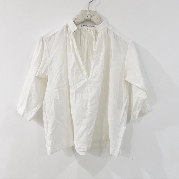 Apiece Apart 100% cotton shirred agata blouse in cream - Picture 5 of 8